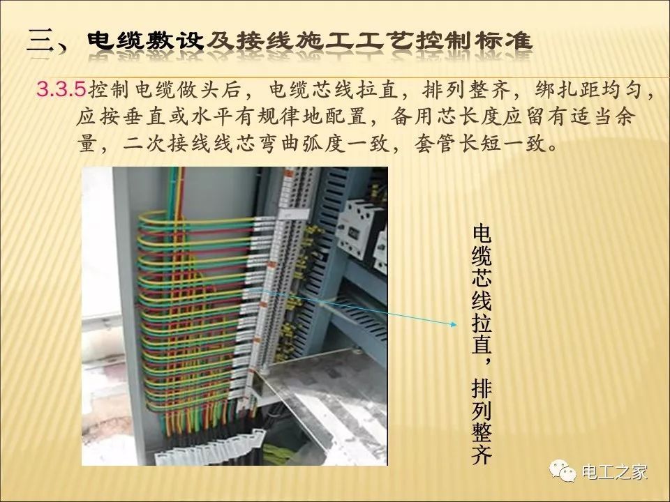 一條完成開關柜安裝，電纜橋架施工，電纜敷設及布線施工，照明配電箱施工